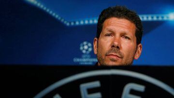 Diego Simeone attends a news conference in Majadahonda