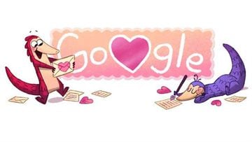 Doodle de Google para San Valentín. Imagen: Google