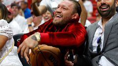 MIAMI, FLORIDA - JUNE 09: Conor McGregor is seen in attendance during Game Four of the 2023 NBA Finals between the Denver Nuggets and the Miami Heat at Kaseya Center on June 09, 2023 in Miami, Florida. NOTE TO USER: User expressly acknowledges and agrees that, by downloading and or using this photograph, User is consenting to the terms and conditions of the Getty Images License Agreement.   Mike Ehrmann/Getty Images/AFP (Photo by Mike Ehrmann / GETTY IMAGES NORTH AMERICA / Getty Images via AFP)