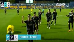 Fuster Lázaro celebra el gol del Albacete ante el Alcorcón
