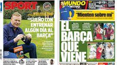 Portadas de los diarios Sport y Mundo Deportivo del d&iacute;a 4 de abril de 2017.
