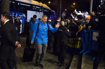 Boca players given a raucous welcome in Madrid