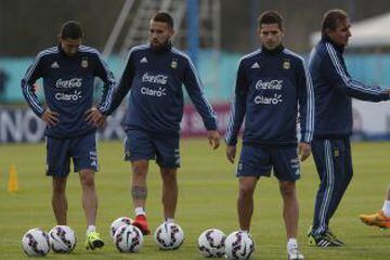 Primer plano del entrenamiento de la Selección Argentina