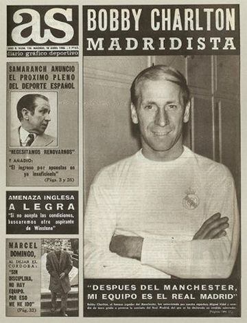 AS interviewed Sir Bobby Charlton in April 1968 ahead of Real Madrid's Champions League semi-final against Manchester United. Correspondent Miguel Vidal presented Charlton with the shirt which Ramón Grosso had worn in the quarter final against Sparta Prag