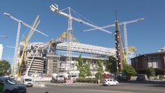 El detalle madridista que los obreros del Nuevo Bernabéu han colocado en lo alto del estadio