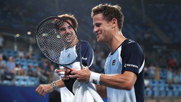 SYDNEY, AUSTRALIA - JANUARY 08: Diego Schwartzman of Argentina celebrates with Guido Pella of Argentina after winning his Group E singles match against Borna Coric of Croatia during day six of the 2020 ATP Cup Group Stage at Ken Rosewall Arena on January 08, 2020 in Sydney, Australia. (Photo by Cameron Spencer/Getty Images)