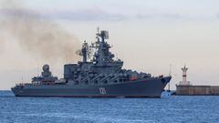The Russian Navy&#039;s guided missile cruiser Moskva 