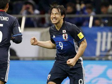 Football Soccer - Japan v Afghanistan - World Cup 2018 Qualifier - Saitama Stadium, Saitama, Japan - 24/3/16 Japan&#039;s Shinji Okazaki celebrates after scored the first goal for Japan. REUTERS/Toru Hanai