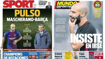 Portadas de los diarios Sport y Mundo Deportivo del d&iacute;a 5 de diciembre de 2017.