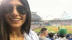 La exactriz de cine para adultos Mia Khalifa en el Dodger Stadium de Los Angeles Dodgers, del que aseguran fue expulsada tras pegar a un fan