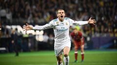 Bale celebra un gol con el Madrid.