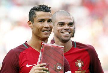 Portugal's Cristiano Ronaldo, left, and Pepe