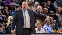 Jan 22, 2017; Minneapolis, MN, USA; Minnesota Timberwolves head coach Tom Thibodeau in the second quarter against the Denver Nuggets at Target Center. Mandatory Credit: Brad Rempel-USA TODAY Sports