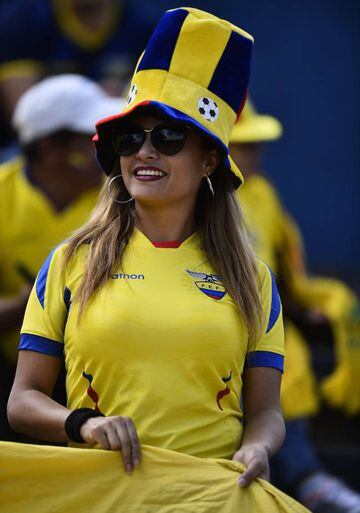 A happy Ecuador fan after her team scraped a late equaliser against Paraguay.