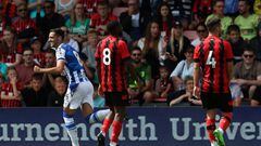BOURNEMOUTH, ENGLAND - JULY 30: Mikel Merino of Sociedad celebrates scoring their first goal during the Pre-Season Friendly match between AFC Bournemouth and Real Sociedad at Vitality Stadium on July 30, 2022 in Bournemouth, England. (Photo by Christopher Lee/Getty Images)