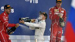 Bottas, Vettel y Raikkonen en el podio de Rusia.