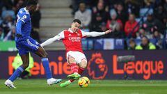 LEICESTER, ENGLAND - FEBRUARY 25: Gabriel Martinelli of Arsenal scores the opening goal during the Premier League match between Leicester City and Arsenal FC at The King Power Stadium on February 25, 2023 in Leicester, United Kingdom. (Photo by Mark Leech/Offside/Offside via Getty Images)