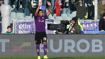 Florence (Italy), 20/01/2019.- Fiorentina&#039;s Luis Muriel celebrates after scoring during the Italian Serie A soccer match between ACF Fiorentina and UC Sampdoria at the Artemio Franchi stadium in Florence, Italy, 20 January 2019. (Italia, Florencia)