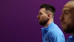 LUSAIL CITY, QATAR - DECEMBER 09: Lionel Messi of Argentina arrives at the stadium prior to the FIFA World Cup Qatar 2022 quarter final match between Netherlands and Argentina at Lusail Stadium on December 09, 2022 in Lusail City, Qatar. (Photo by Maddie Meyer - FIFA/FIFA via Getty Images)