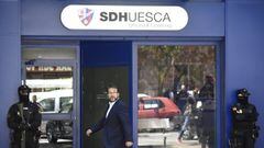Registro en la sede del SD Huesca, en el marco de la Operaci&oacute;n Oikos.
