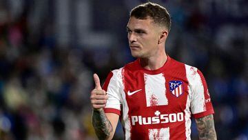 Atletico Madrid&#039;s English defender Kieran Trippier reacts during the Spanish League football match between Getafe CF and Club Atletico de Madrid at the Col. Alfonso Perez stadium in Getafe on September 21, 2021. (Photo by JAVIER SORIANO / AFP)