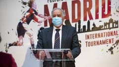 El presidente de la Federaci&oacute;n Espa&ntilde;ola de Rugby Alfonso Feijoo, durante la presentaci&oacute;n del Campeonato Internacional de Rugby 7 de Madrid.