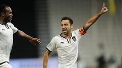 Xavi celebrando un gol con el Al Sadd.