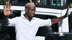 Paul Pogba attends the medical examination before signing for Juventus.