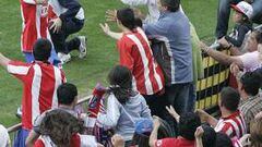 <b>FELICIDAD.</b> El Atlético sigue en puestos de Liga de Campeones depués de golear al Almería.
