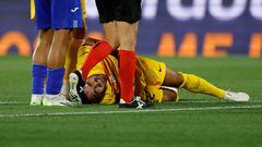 Barcelona's German midfielder #22 Ilkay Gundogan reacts on the ground after falling during the Spanish Liga football match between Getafe CF and FC Barcelona at the Col. Alfonso Perez stadium in Getafe on August 13, 2023. (Photo by JAVIER SORIANO / AFP)