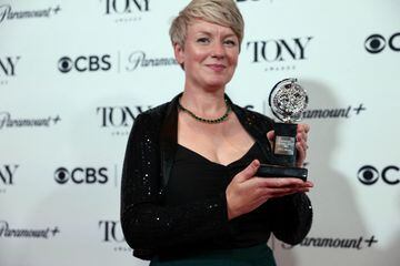 Carolyn Downing poses with the award for Best Sound Design Of A Play for "Life of Pi" at the 76th Annual Tony Awards in New York City, U.S., June 11, 2023. REUTERS/Amr Alfiky