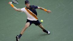 Nicolas Jarry, of Chile, returns the ball to John Isner during the second round of the U.S. Open tennis tournament, Wednesday, Aug. 29, 2018, in New York. (AP Photo/Seth Wenig)
