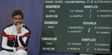 Arnaud Clement, capitán de Francia, en el sorteo de la final de Copa Davis.