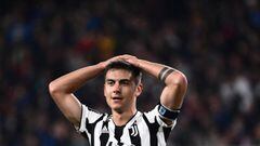 Juventus&#039; Argentine forward Paulo Dybala reacts during the Italian Serie A football match between Genoa and Juventus on May 6, 2022 at the  Luigi-Ferraris stadium in Genoa. (Photo by Marco BERTORELLO / AFP)
