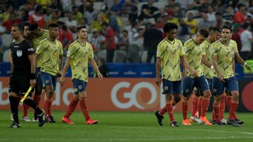 Jugadores de la Selecci&oacute;n Colombia en el partido ante Chile por cuartos de final de Copa Am&eacute;rica.