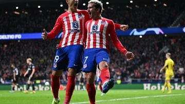 MADRID, SPAIN - NOVEMBER 07: Antoine Griezmann of Atletico Madrid celebrates with teammate Alvaro Morata after scoring the team's third goal during the UEFA Champions League match between Atletico Madrid and Celtic FC at Civitas Metropolitano Stadium on November 07, 2023 in Madrid, Spain. (Photo by David Ramos/Getty Images)
PUBLICADA 13/12/23 NA MA01 1COL SILUETA