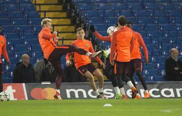 Barcelona training at Stamford Bridge this evening