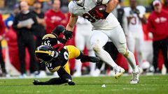 PITTSBURGH, PENNSYLVANIA - DECEMBER 03: Trey McBride #85 of the Arizona Cardinals avoids a tackle from Minkah Fitzpatrick #39 of the Pittsburgh Steelers during the second quarter at Acrisure Stadium on December 03, 2023 in Pittsburgh, Pennsylvania.   Joe Sargent/Getty Images/AFP (Photo by Joe Sargent / GETTY IMAGES NORTH AMERICA / Getty Images via AFP)