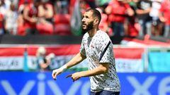 BUDAPEST, HUNGARY - JUNE 19: Karim Benzema of France warms up prior to the UEFA Euro 2020 Championship Group F match between Hungary and France at Puskas Arena on June 19, 2021 in Budapest, Hungary. (Photo by Tibor Illyes - Pool/Getty Images)