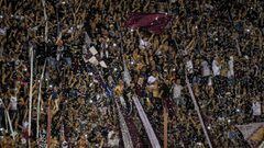 Argentina&#039;s Lanus supporters cheer for their team during the Copa Libertadores 2017 semifinal second leg football match against Argentina&#039;s River Plate at Lanus stadium in Buenos Aires outskirts, Argentina, on October 31, 2017. 40 years ago Lan