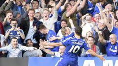 Eden Hazard anot&oacute; el solitario gol que le dio la victoria a Chelsea sobre Manchester United 