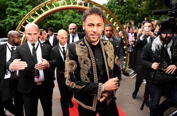 Red carpet treatment | Paris Saint-Germain's Brazilian forward Neymar arrives for a TV show on May 13, 2018 in Paris.