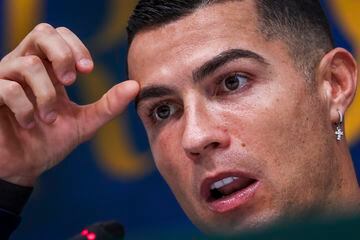 Portugal's Cristiano Ronaldo attends a press conference, in Al Shahhniya, Qatar, 21 November 2022.