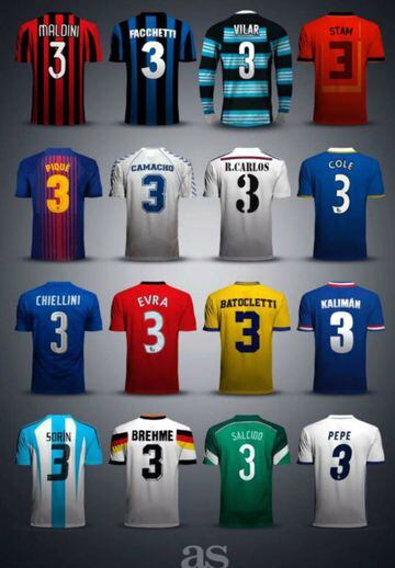 Los 16 legendarios futbolistas con el dorsal &#039;3&#039;