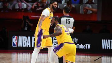 LeBron James celebrated during game 4 of the NBA Finals between LA Lakers and Miami Heat.