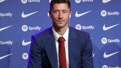 Robert Lewandowski during his presentation as a new player of FC Barcelona, in Barcelona, on 05th August 2022. 
 -- (Photo by Urbanandsport/NurPhoto via Getty Images)