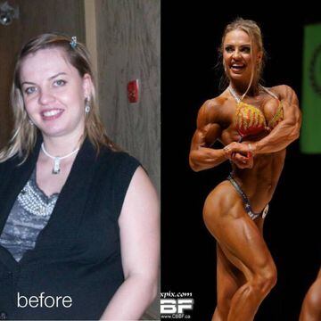 Dobrinina antes y después de su cambio físico. Foto: ellanewphysiquelook.com