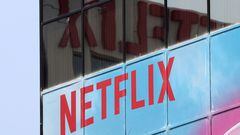 The Netflix logo is seen in their office in Hollywood, Los Angeles, California.