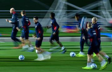 CSKA Moscow take part in a training session at the Ciudad Real Madrid training facilities.
