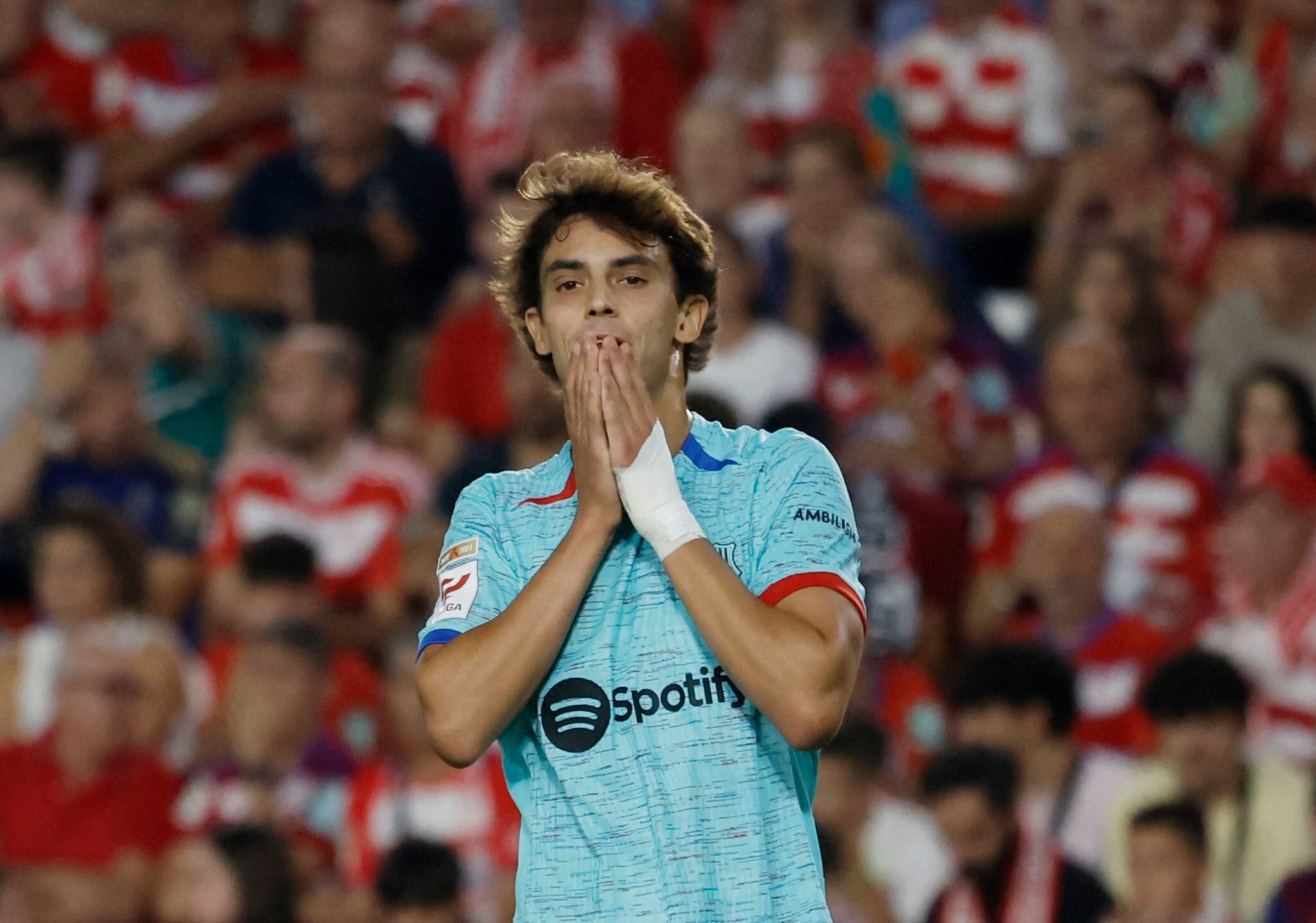 Soccer Football - LaLiga - Granada v FC Barcelona - Nuevo Estadio de Los Carmenes, Granada, Spain - October 8, 2023 FC Barcelona's Joao Felix reacts REUTERS/Jon Nazca